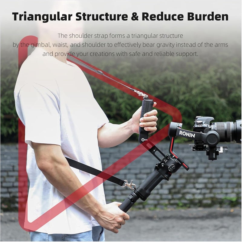 Cap Art Adjustable Shoulder Strap with 1/4" Screw Baseplate for DJI RS 3 / RS 4 / RS 4 Pro Gimbal Stabilizer, Hand Free Stress Relief Comfortable Soft Padding Ergonomic Design - Image 2